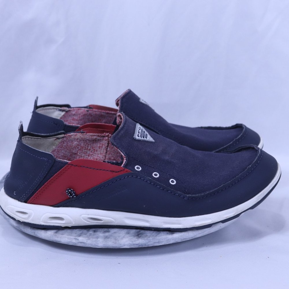 Columbia PFG Slip On Shoes Blue Red White Collapsible Heel Breathable Men's 9